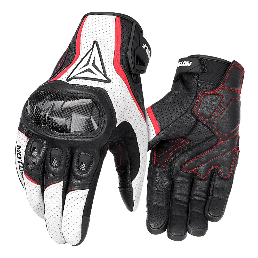 Gants de course en cuir moto été respirant