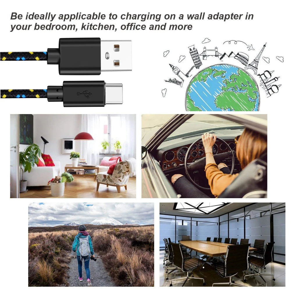 Câble USB Type C Charge Rapide 1m/2m/3m Samsung Huawei Xiaomi