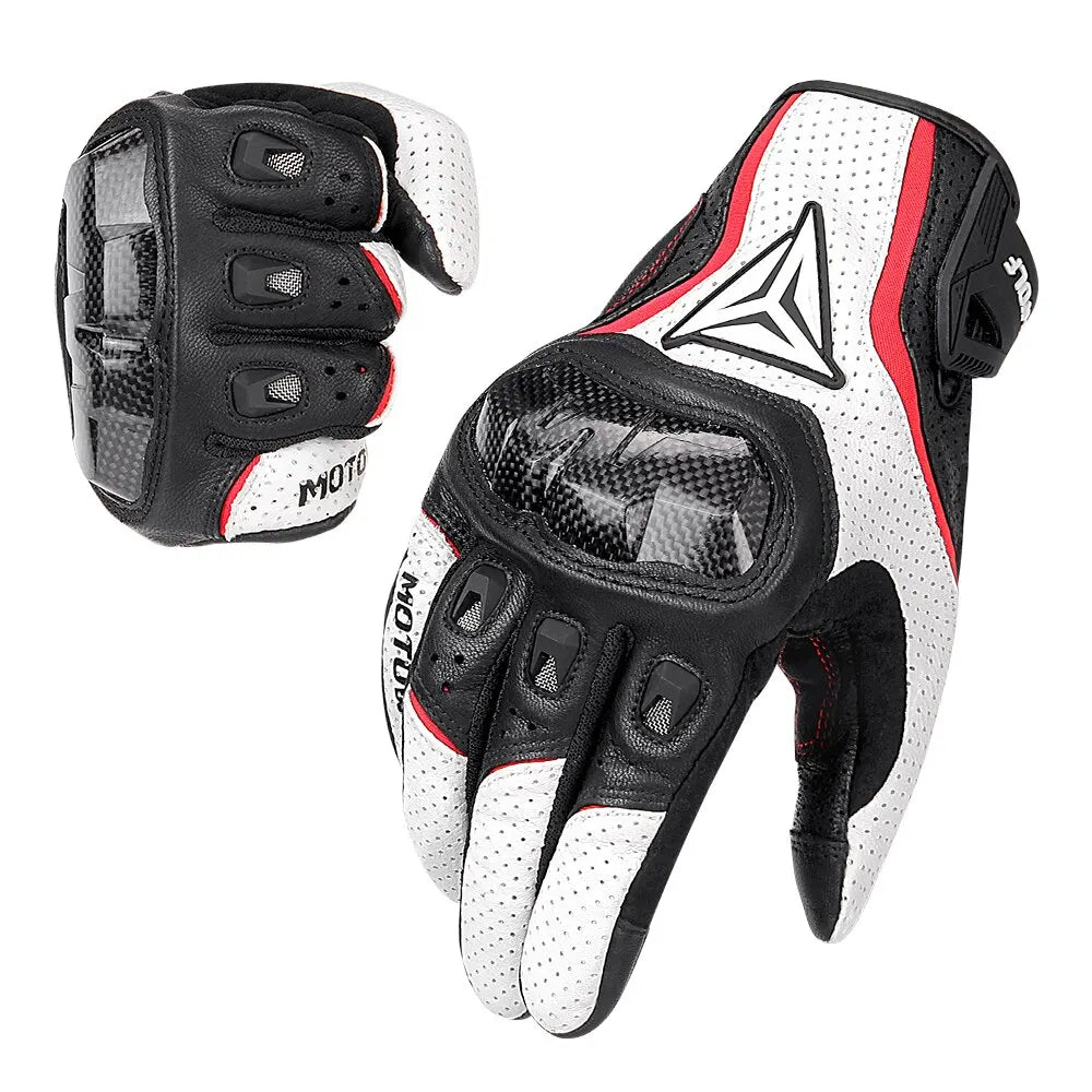 Gants de course en cuir moto été respirant