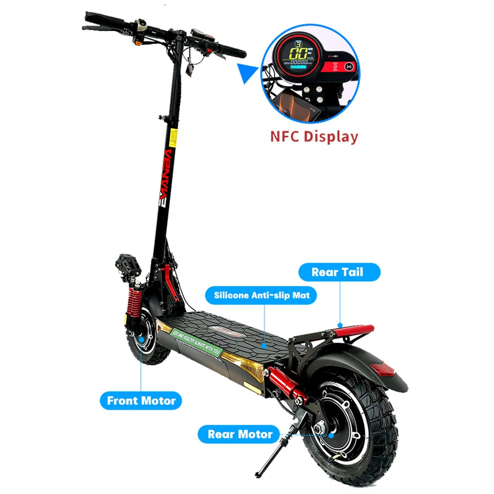 Trottinette Électrique EMANBA X4 Puissante avec 2*800W Moteurs Doubles 10 Pouces Hors Route