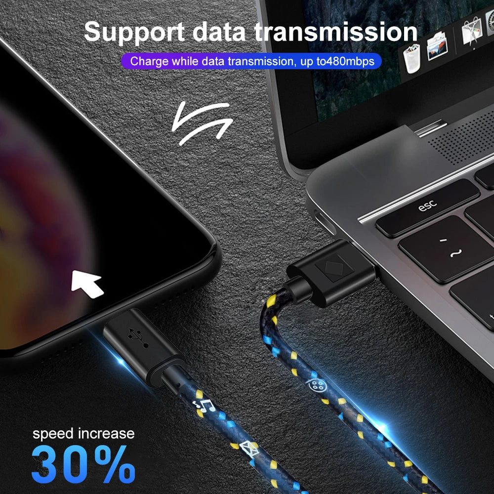 Câble USB Type C Charge Rapide 1m/2m/3m Samsung Huawei Xiaomi
