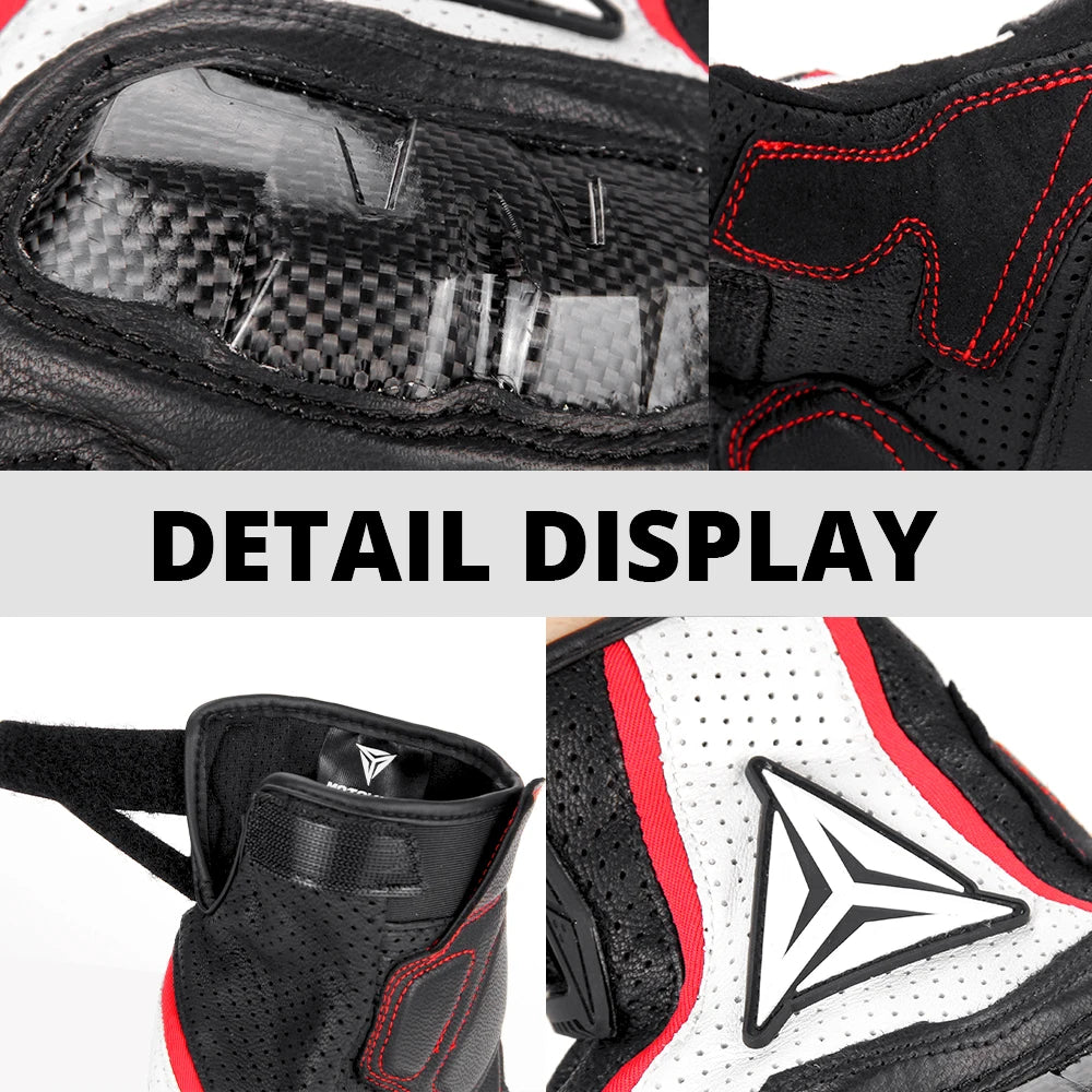 Gants de course en cuir moto été respirant