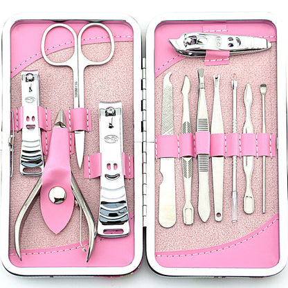 Nail Clipper Set Acier Inoxydable 12 Pièce rose Fleur Ciseaux À Ongles Manucure manucure outils rose -12