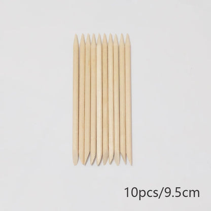 Lurayee Nail Cuticle Pusher Orange Wood Sticks Nail Manicures Remover Wooden Design Nail Gel Polish Drawing Stick for Nail Art