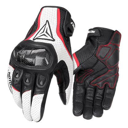 Gants de course en cuir moto été respirant
