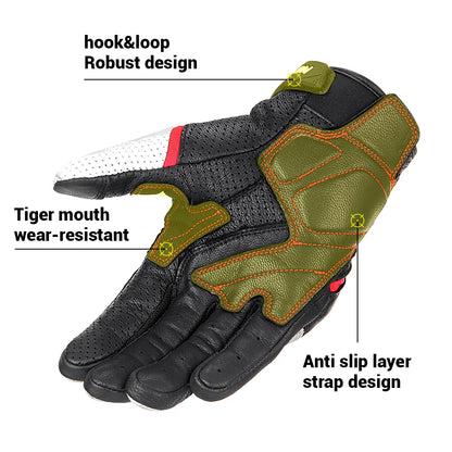 Gants de course en cuir moto été respirant