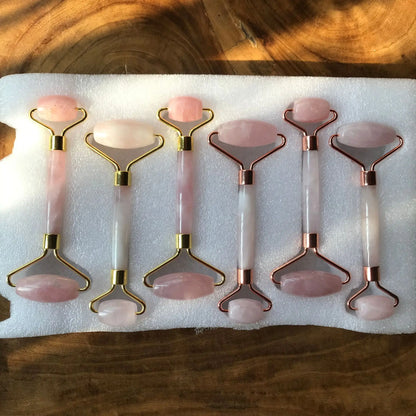 Rose Quartz Jade Roller & Gua Sha Set - Beauty Tool Spa Facial Massage